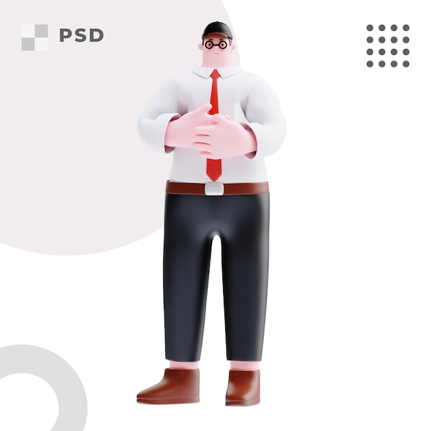 PSD personaggio 3d di bussinesman in piedi