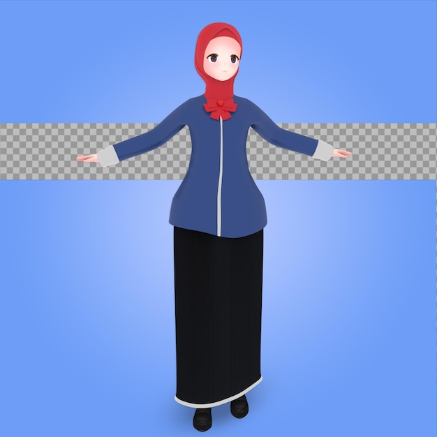 PSD hijab di cartone animato personaggio 3d