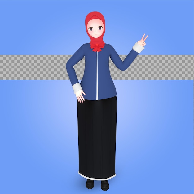 Hijab di cartone animato personaggio 3d