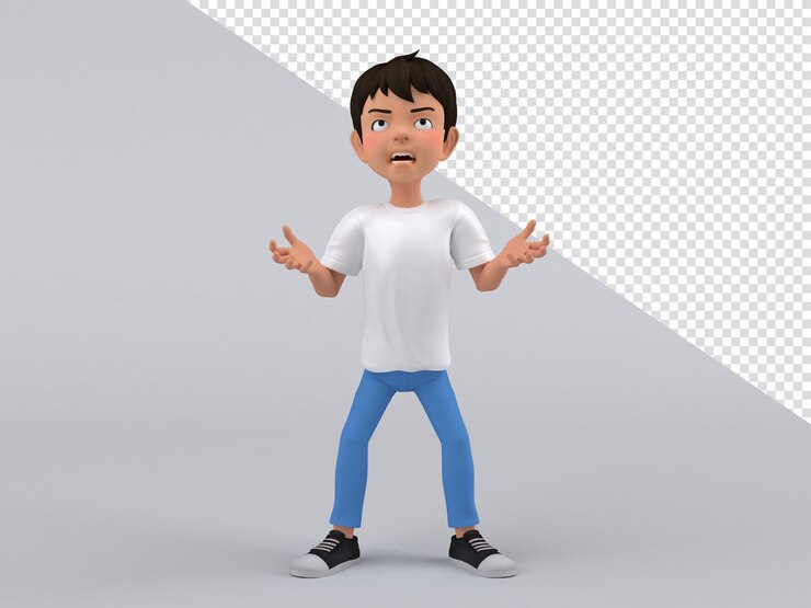 PSD 3d कैरेक्टर कार्टून मेल पोज़