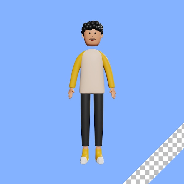 3d character casual man with transparent background