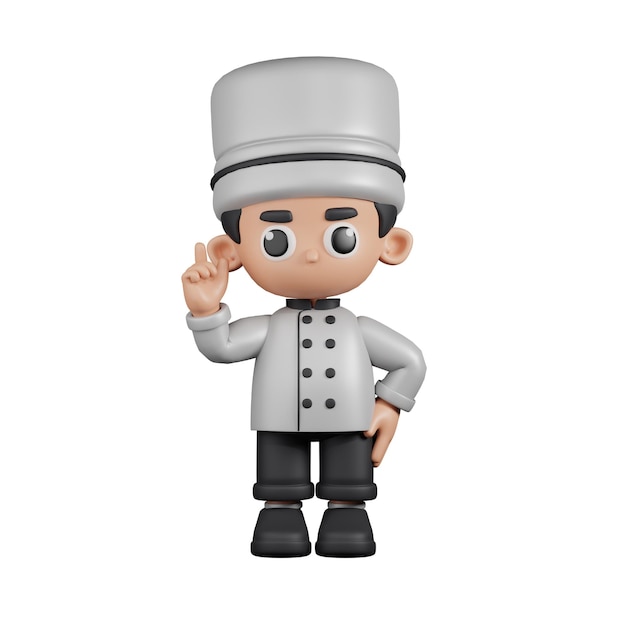 3d Character Chef Pointing Up Pose