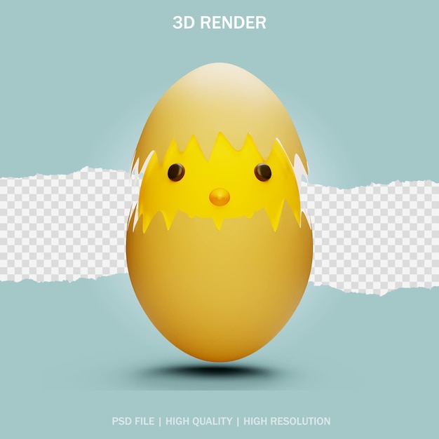 투명 배경으로 계란에 3d 캐릭터 병아리