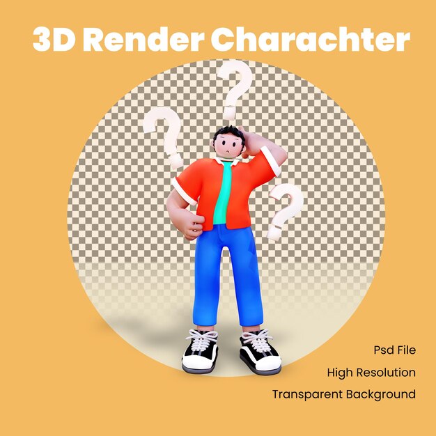 3d character confused