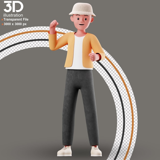 PSD il personaggio 3d si congratula con l'illustrazione di rendering 3d su sfondo isolato in stile png
