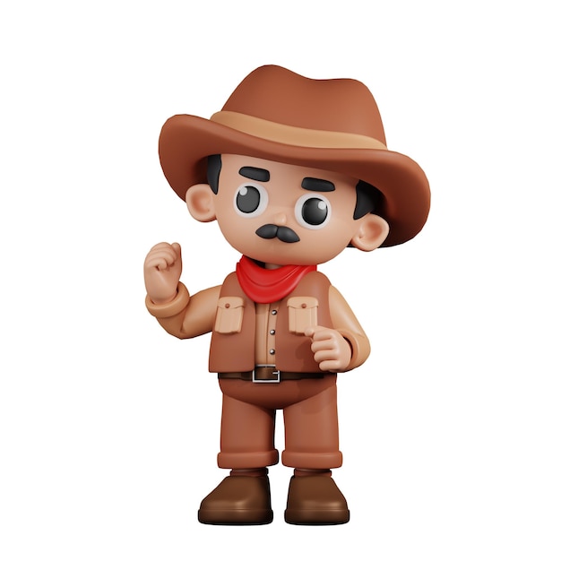 Posa di congratulazione del cowboy del personaggio 3d