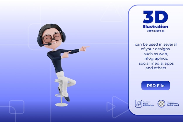 Illustrazione del servizio clienti personaggio 3d