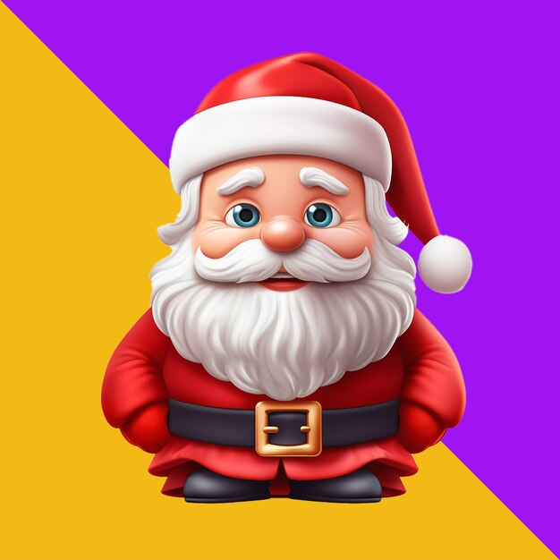 3d character cute papa noel transparent background