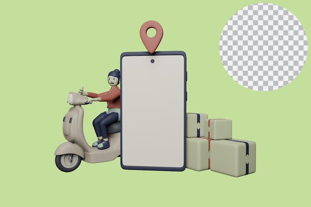 3D Character Delivery Girl on Scooter Bike