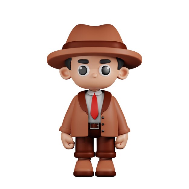 PSD 3d character detective standing pose