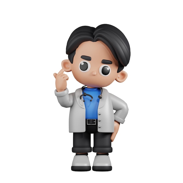 PSD 3d character doctor giving mini love pose