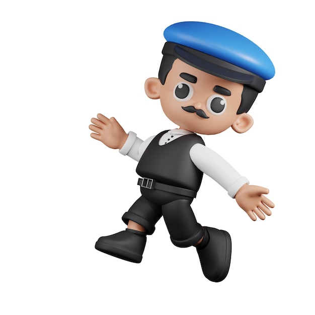 PSD personaggio 3d driver happy jumping pose