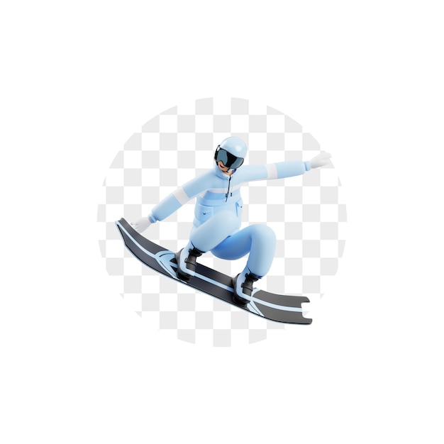 3D Character Dynamic Snowboarder w akcji