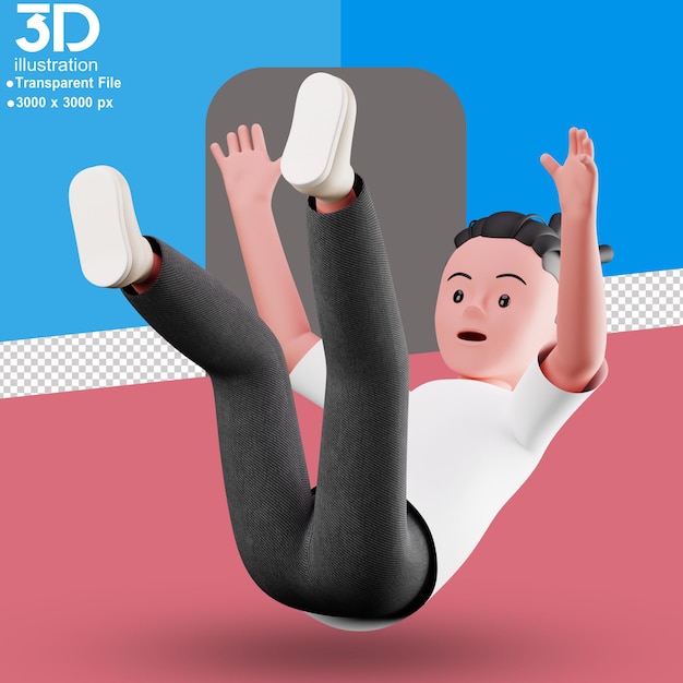 PSD 3d-персонаж падающая рука 3d-иллюстрация на изолированном фоне png