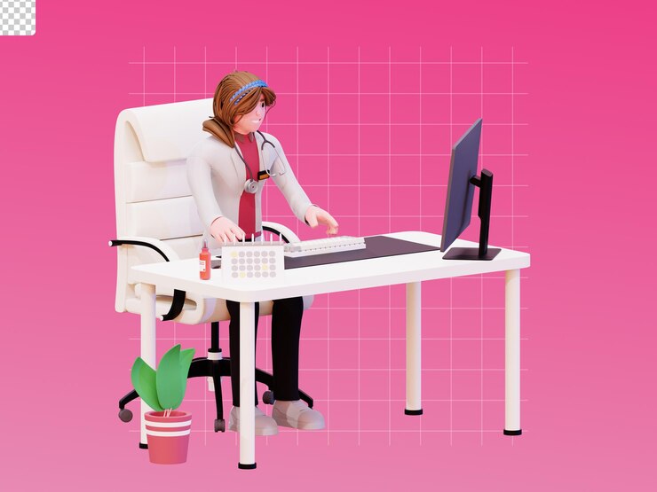 PSD 3d 影像: 醫學上的女醫師