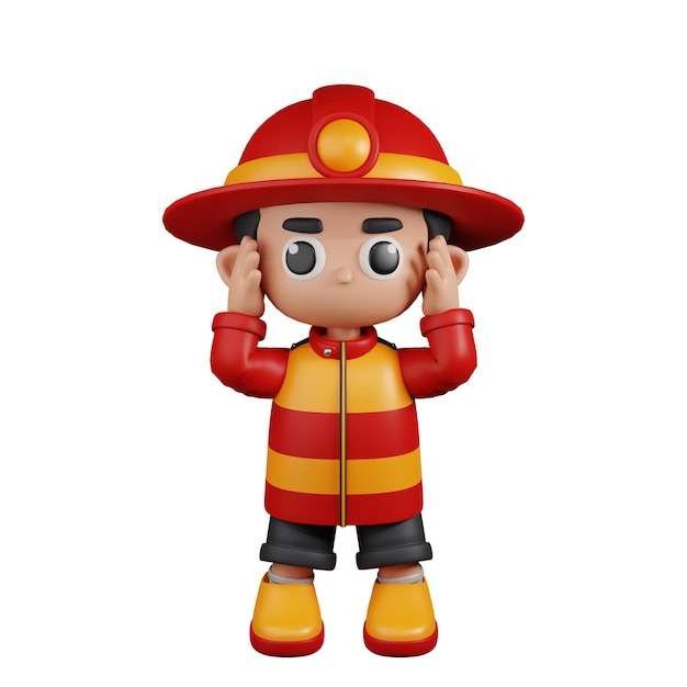 PSD 3d character firefighter dizzy pose