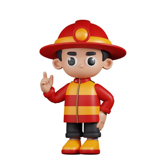 PSD 3d character firefighter giving advise pose