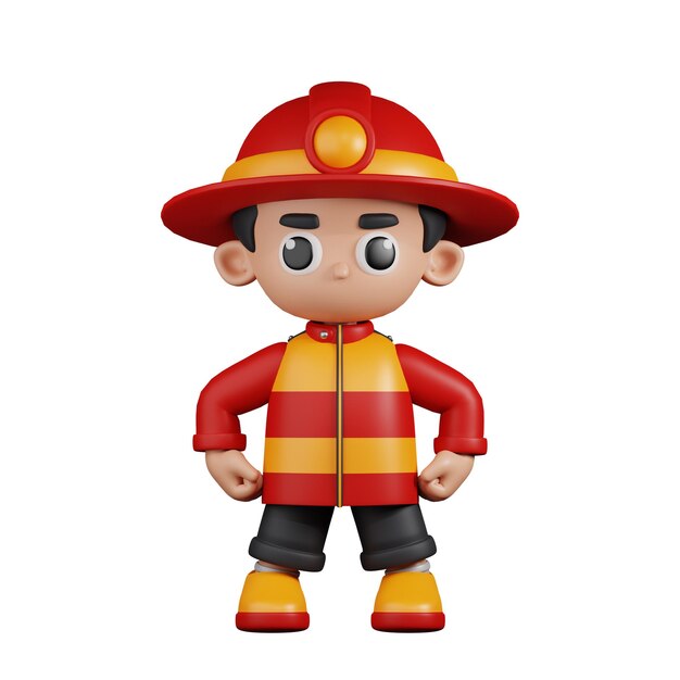 PSD 3d character firefighter hero stance pose