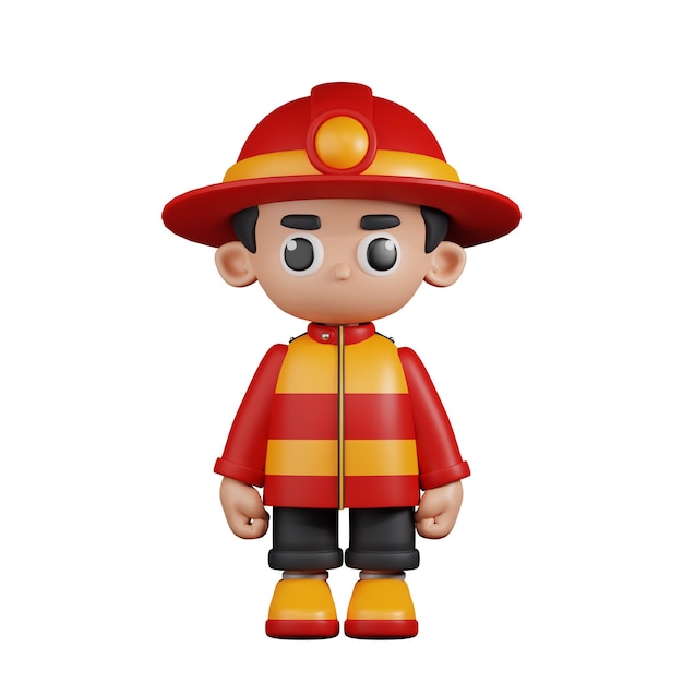 3d character firefighter standing pose