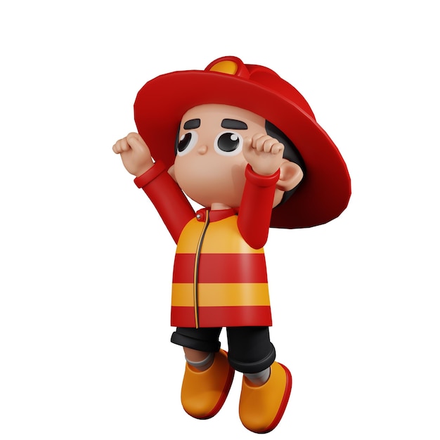 PSD 3d character firefighter superhero pose