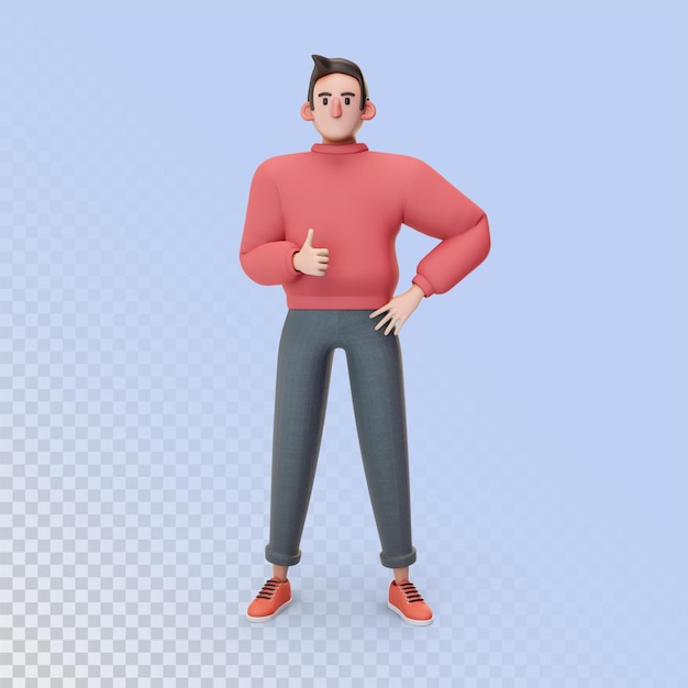 3dキャラクターの男ソーシャルメディアとインターネットイラスト3dレンダリング漫画