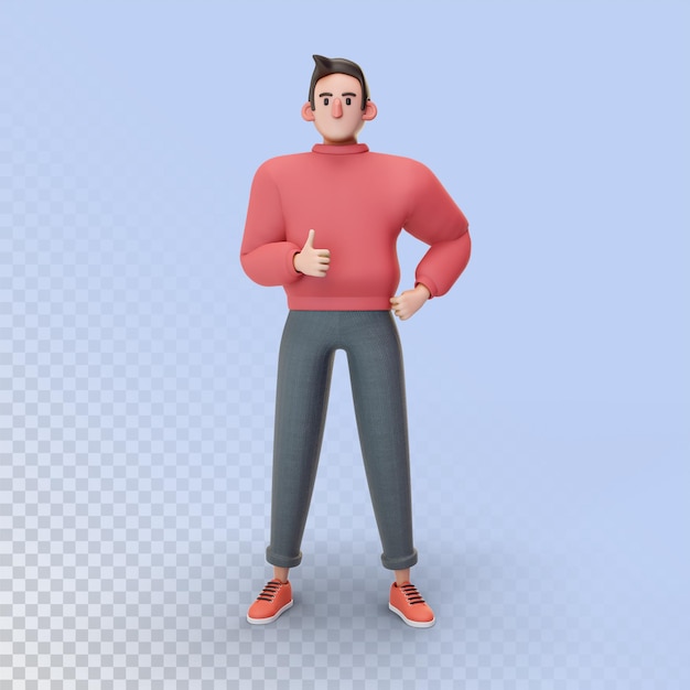 PSD 3dキャラクターの男ソーシャルメディアとインターネットイラスト3dレンダリング漫画