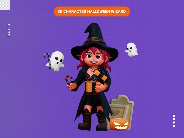 3d character halloween wizard