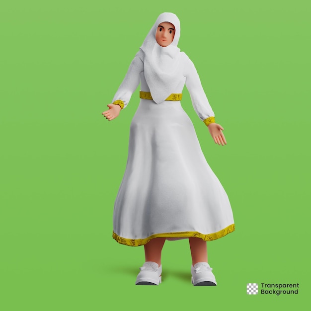 3D 캐릭터 Hijab 소녀 라마단