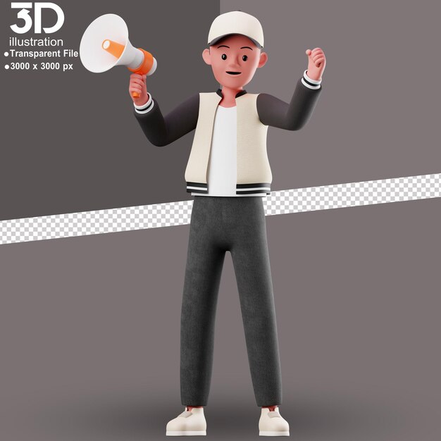 3d character holding toa 3d render illustration on isolated background png style