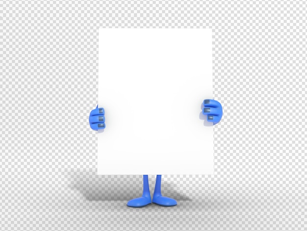 PSD 3d character illustration holding blank card for advertisement