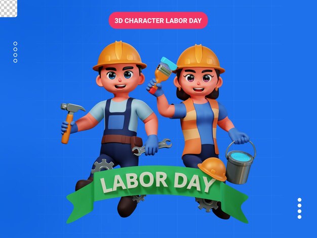 3d character illustration labor day