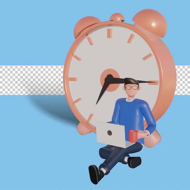 3d character illustration time management concept