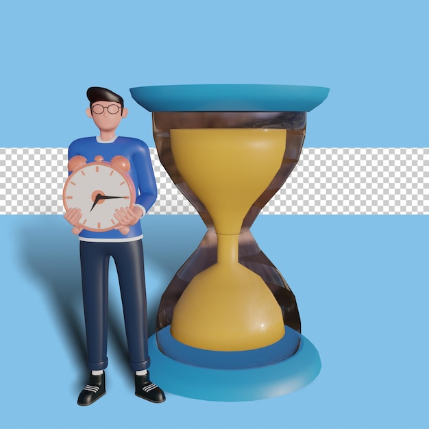 3d character illustration Time management concept 