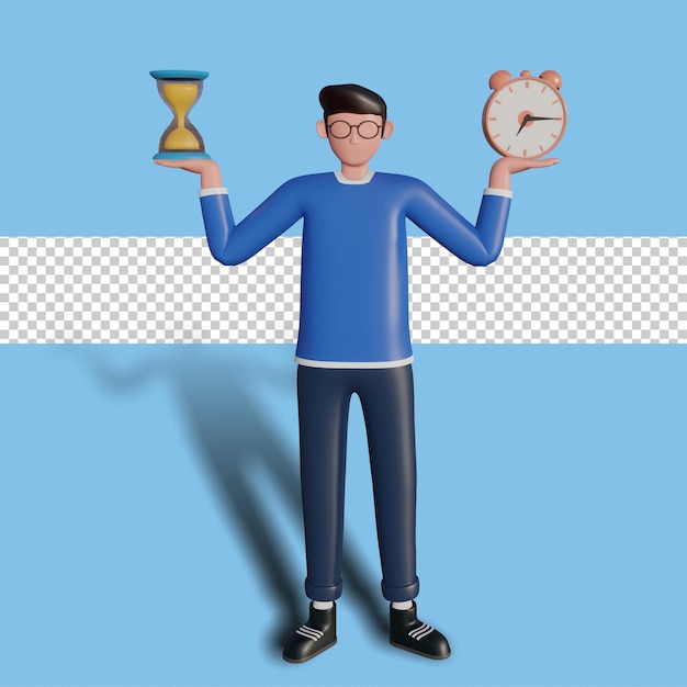 3d character illustration time management concept