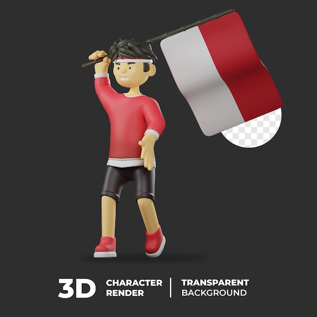 Bandiera della holding indonesiana del carattere 3d