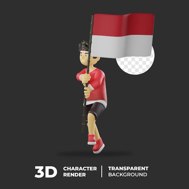 PSD 3dキャラクターインドネシアランニング