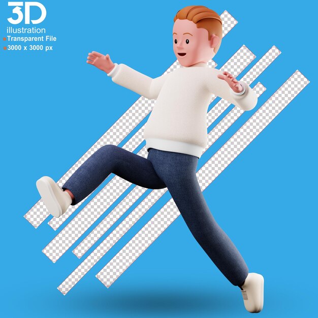 3 d キャラクター ジャンプ 3 d レンダリング分離背景 png スタイルの図