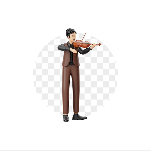 3d character male playing violin