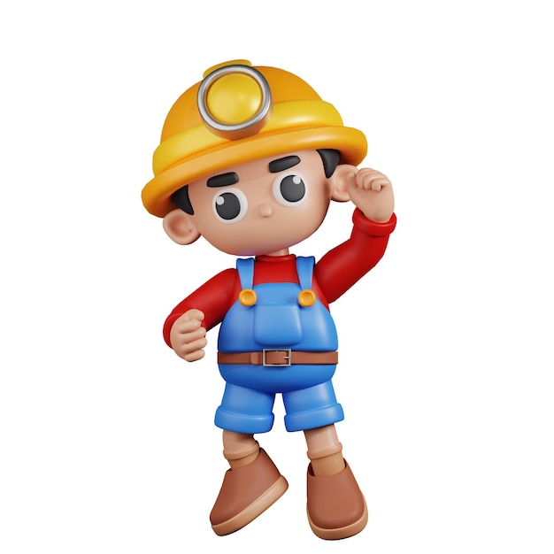 PSD 3d character miner congrats pose