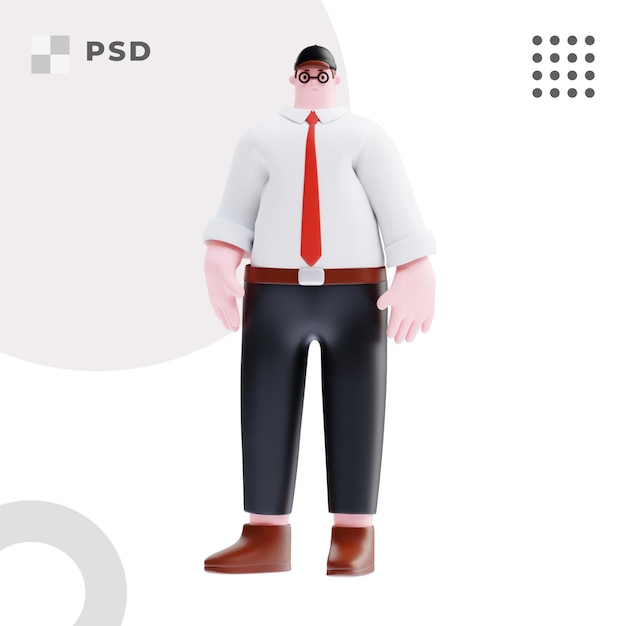 PSD 3d персонаж бизнесмена, стоящего на ногах