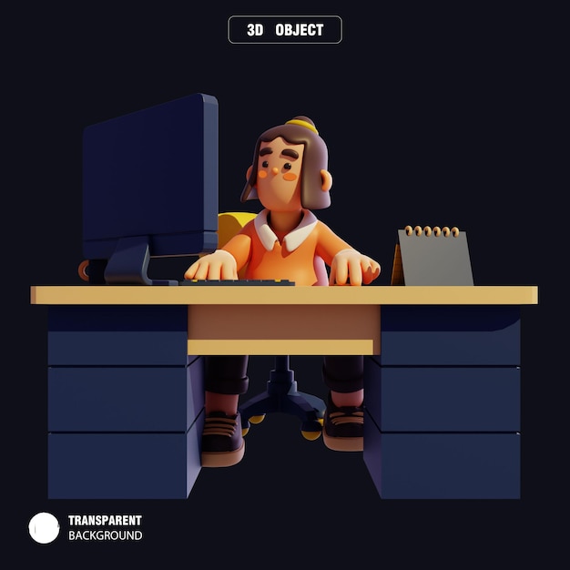 3Dキャラクター オフィスワーク