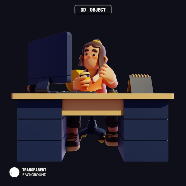 3Dキャラクター オフィスワーク