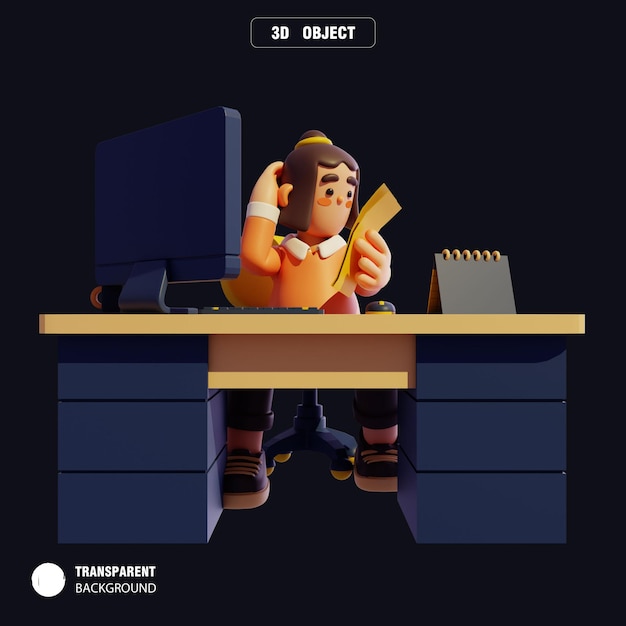 3Dキャラクター オフィスワーク