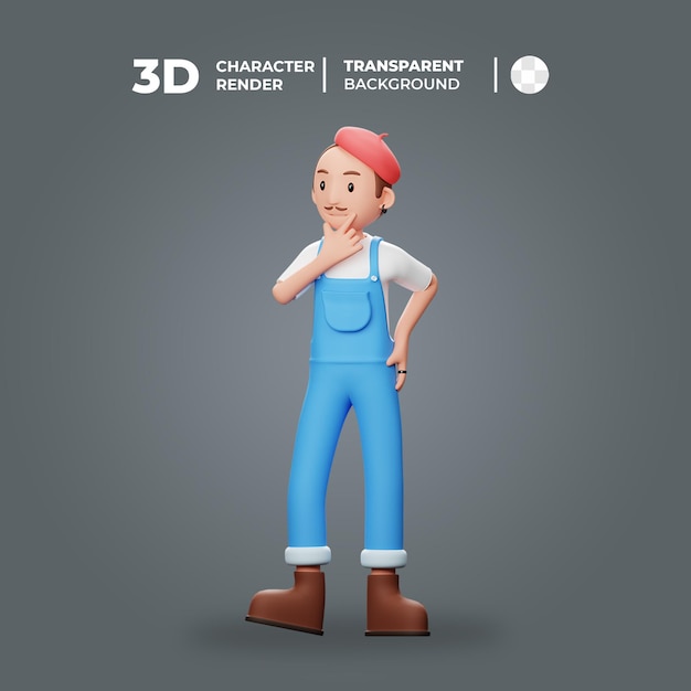 PSD 3d character painting artist was thinking