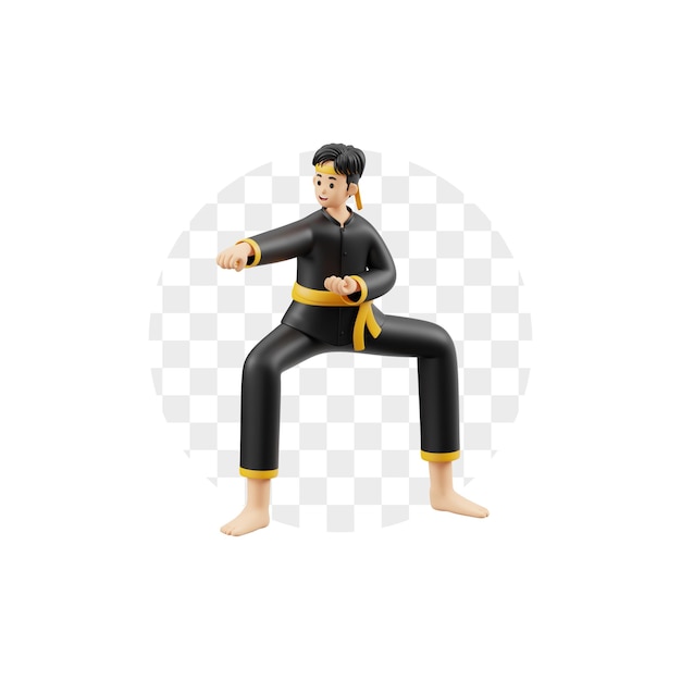 3d character pencak silat maintains body balance