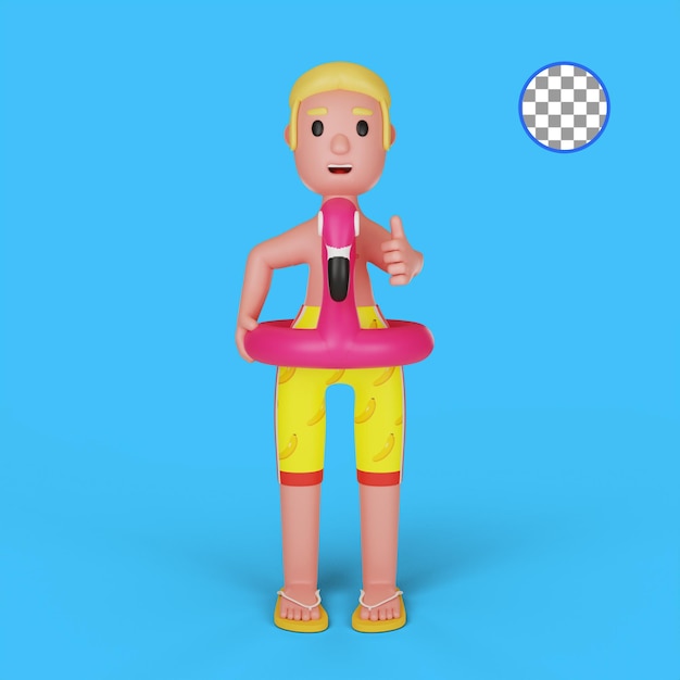 3dキャラクターの人々の夏休み