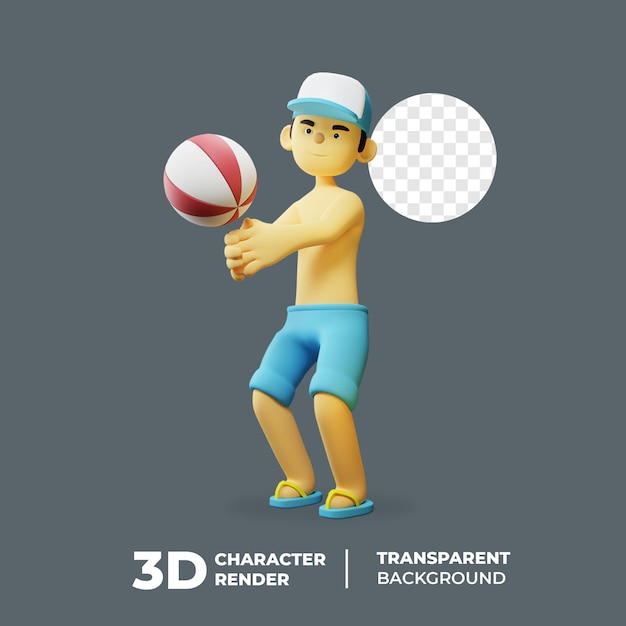 3D Character Playing Volleyball