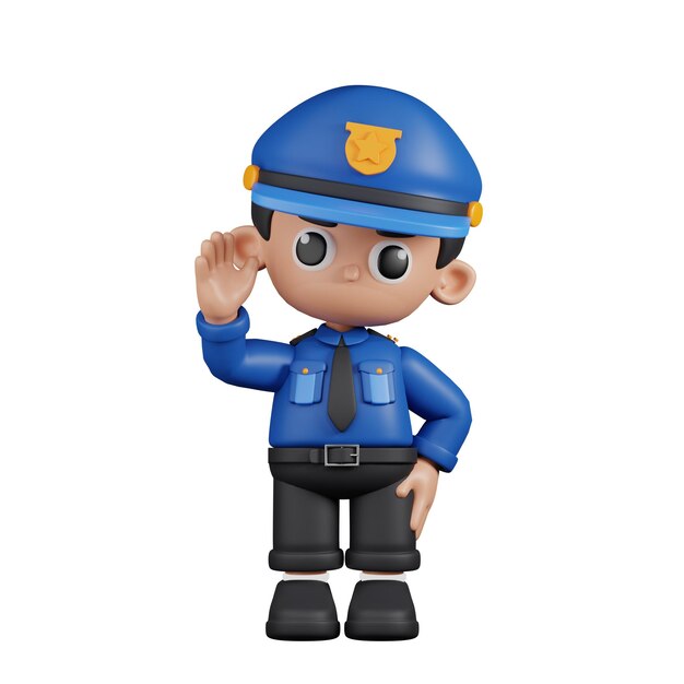 PSD 3d character policeman greeting pose