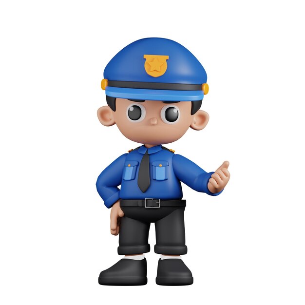 PSD 3d character policeman pointing next pose