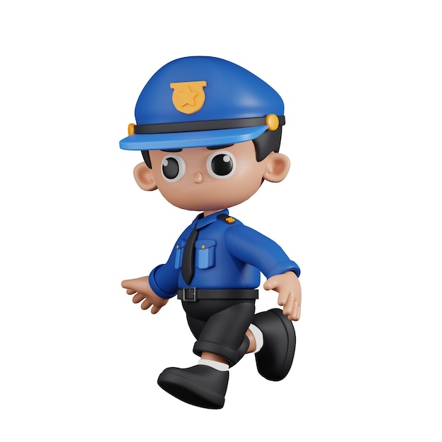 3d character policeman running pose